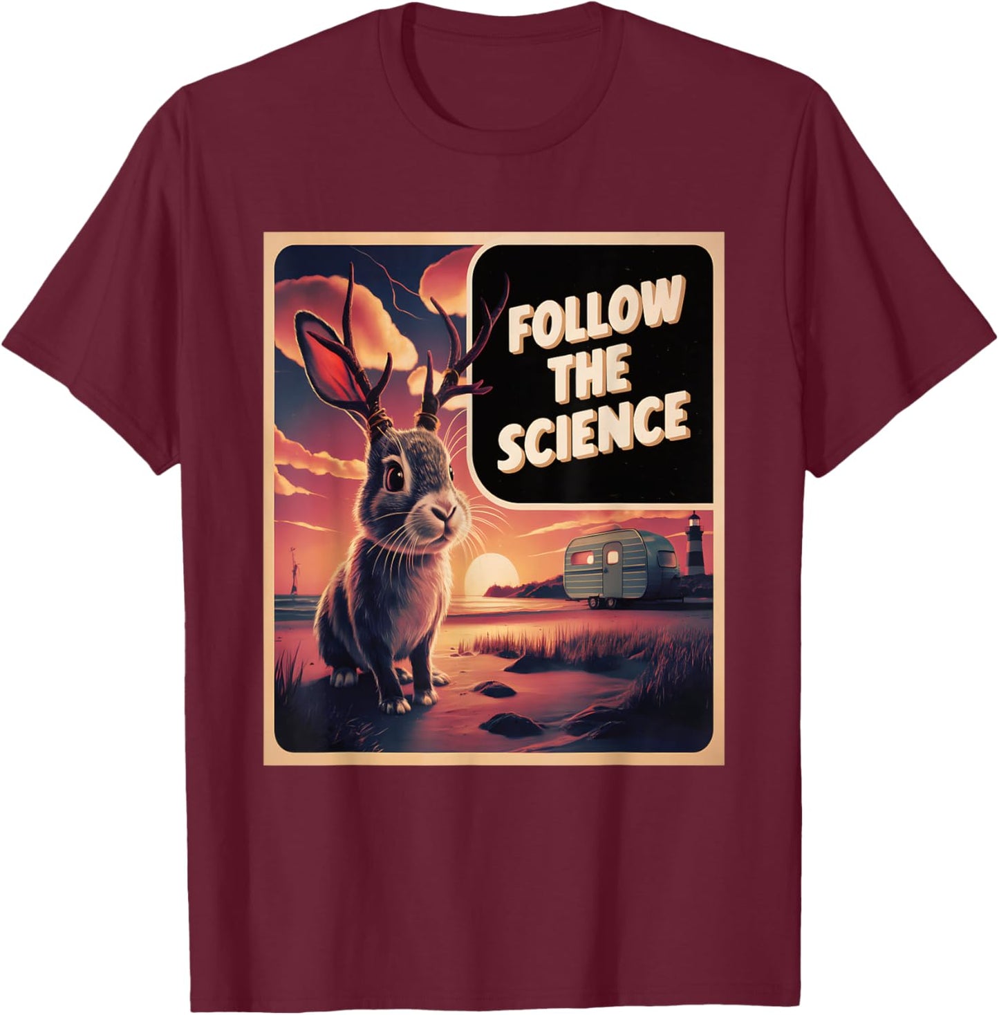 Jackalope Cryptid Paranormal T-Shirt - T-Shirt | Maroon