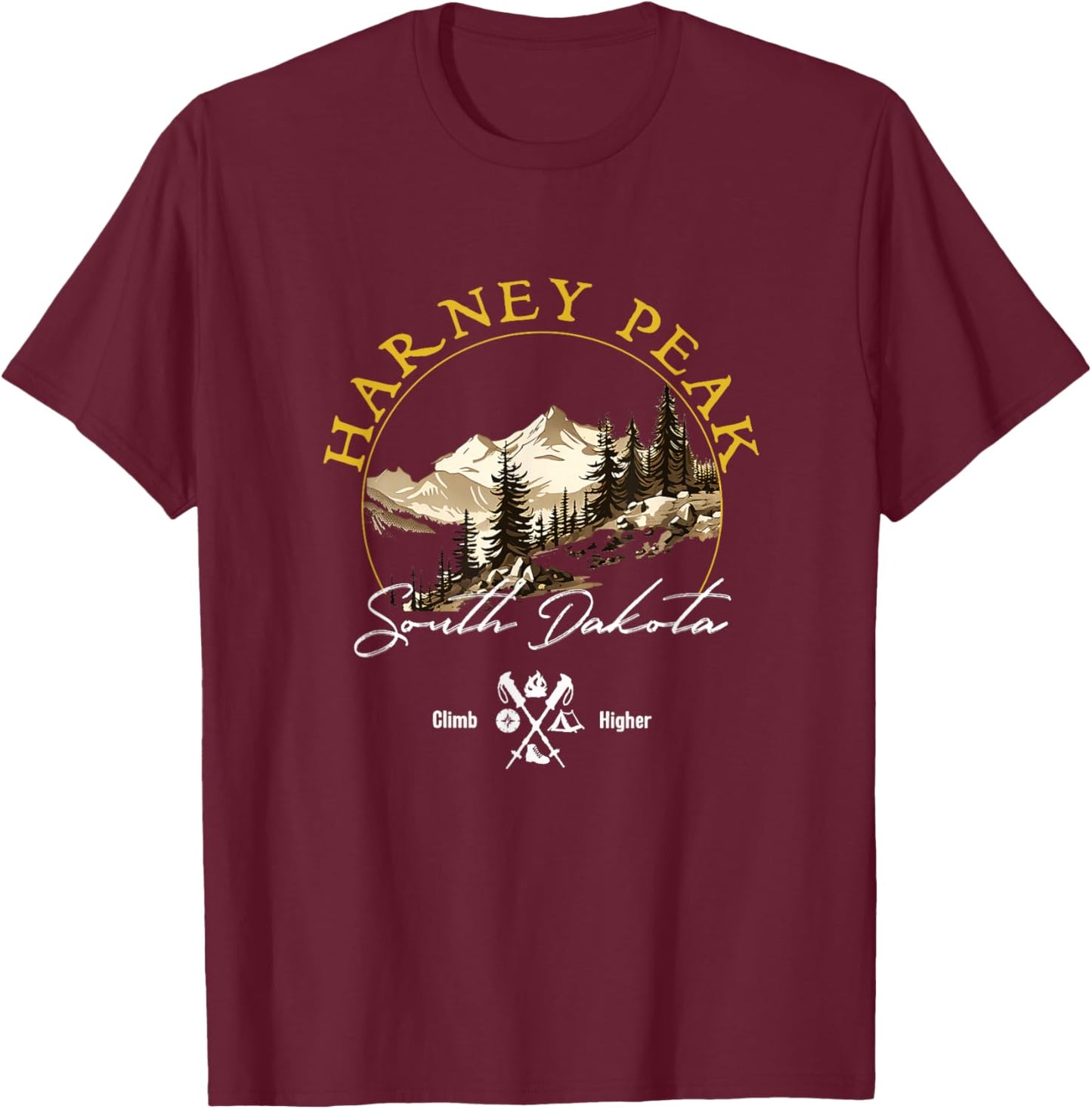 Harney Peak Retro Vintage Apparel - Harney Peak Souvenir T-Shirt - T-Shirt | Maroon