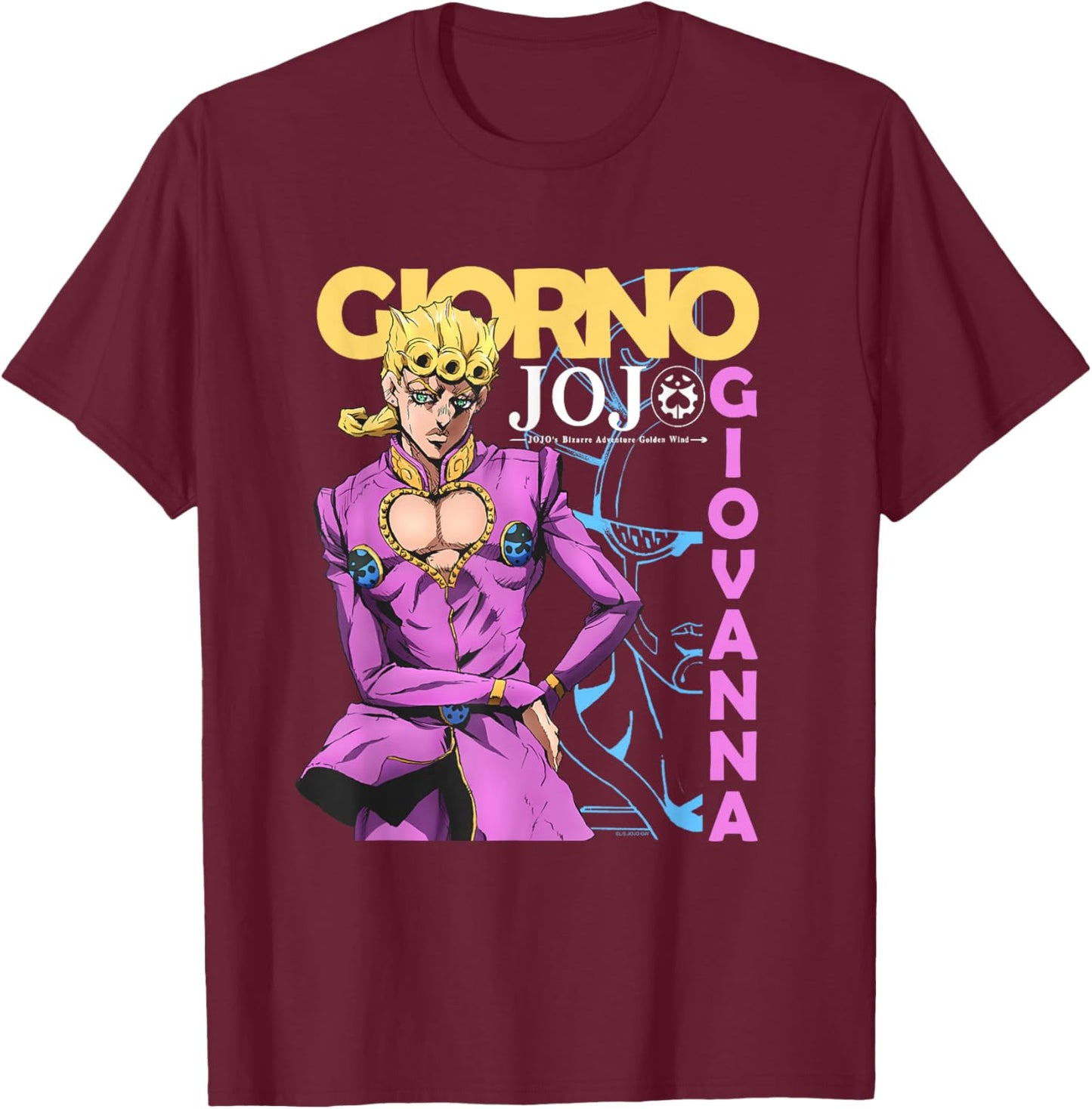 JoJo's Bizarre Adventure Giorno Giovanna Golden Wind Anime T-Shirt - T-Shirt | Maroon
