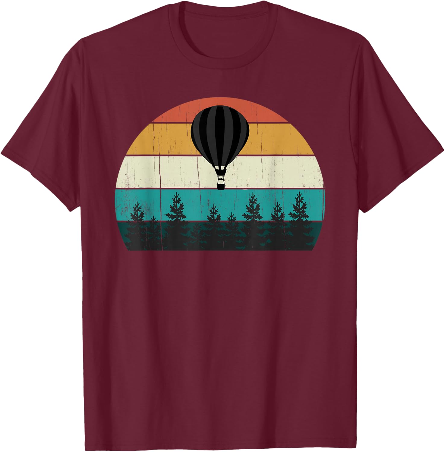 Retro Hot Air Balloon - Cool Sunset T-Shirt - T-Shirt | Maroon