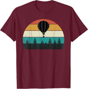 Retro Hot Air Balloon - Cool Sunset T-Shirt - T-Shirt | Maroon