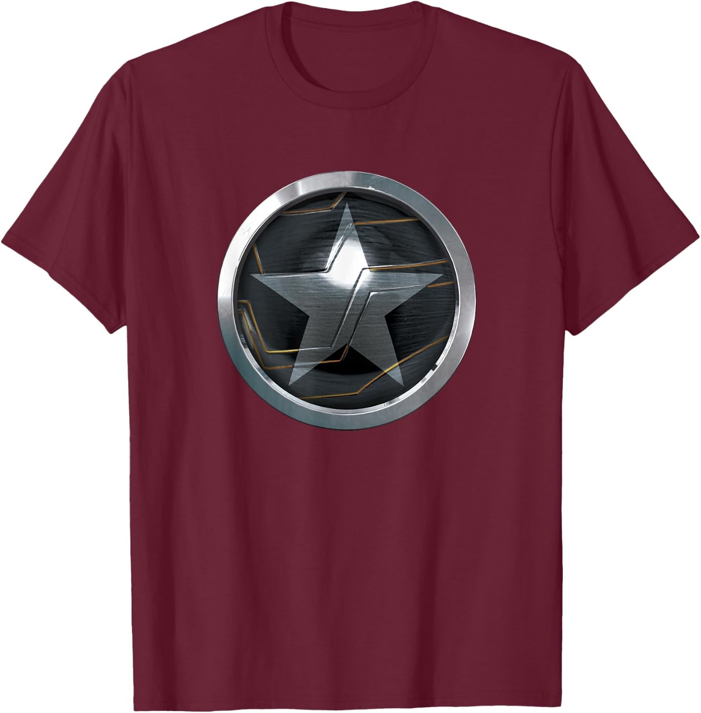 Marvel The Falcon and The Winter Soldier Bucky Shield Badge T-Shirt - T-Shirt | Maroon