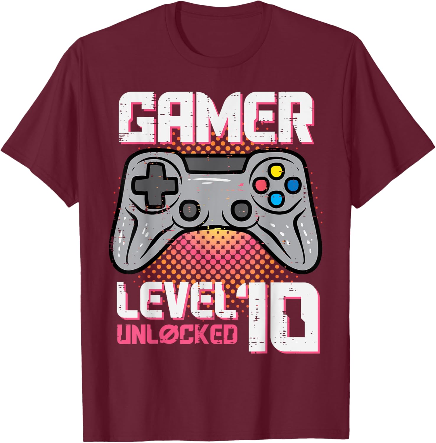 Gamer Birthday Level 10 Unlocked 10th Bday Party Boys Girls T-Shirt - T-Shirt | Maroon