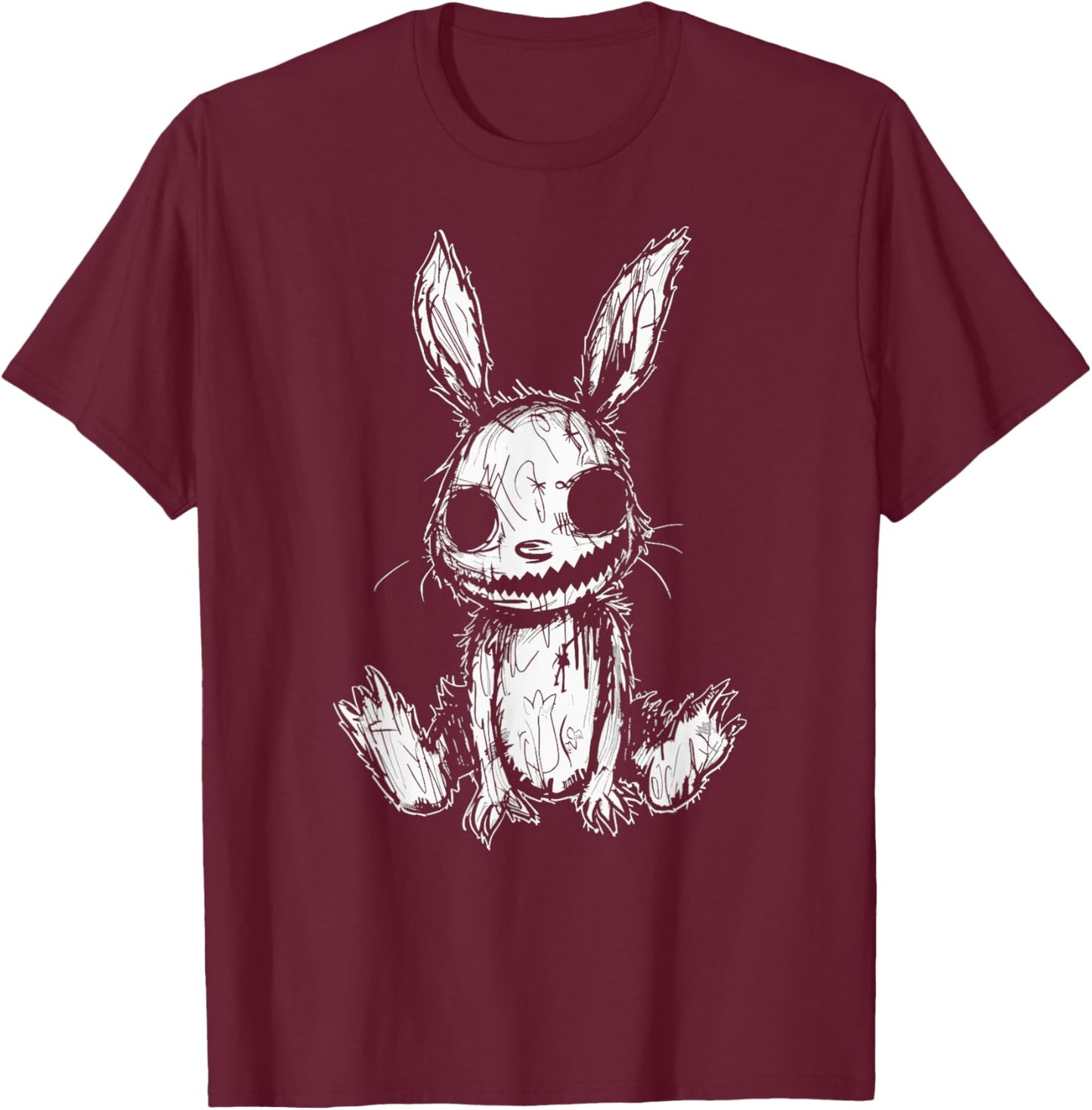 Evil Creepy Bunny Rabbit Alt Goth Grunge Horror Aesthetic T-Shirt - T-Shirt | Maroon