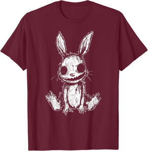 Evil Creepy Bunny Rabbit Alt Goth Grunge Horror Aesthetic T-Shirt - T-Shirt | Maroon