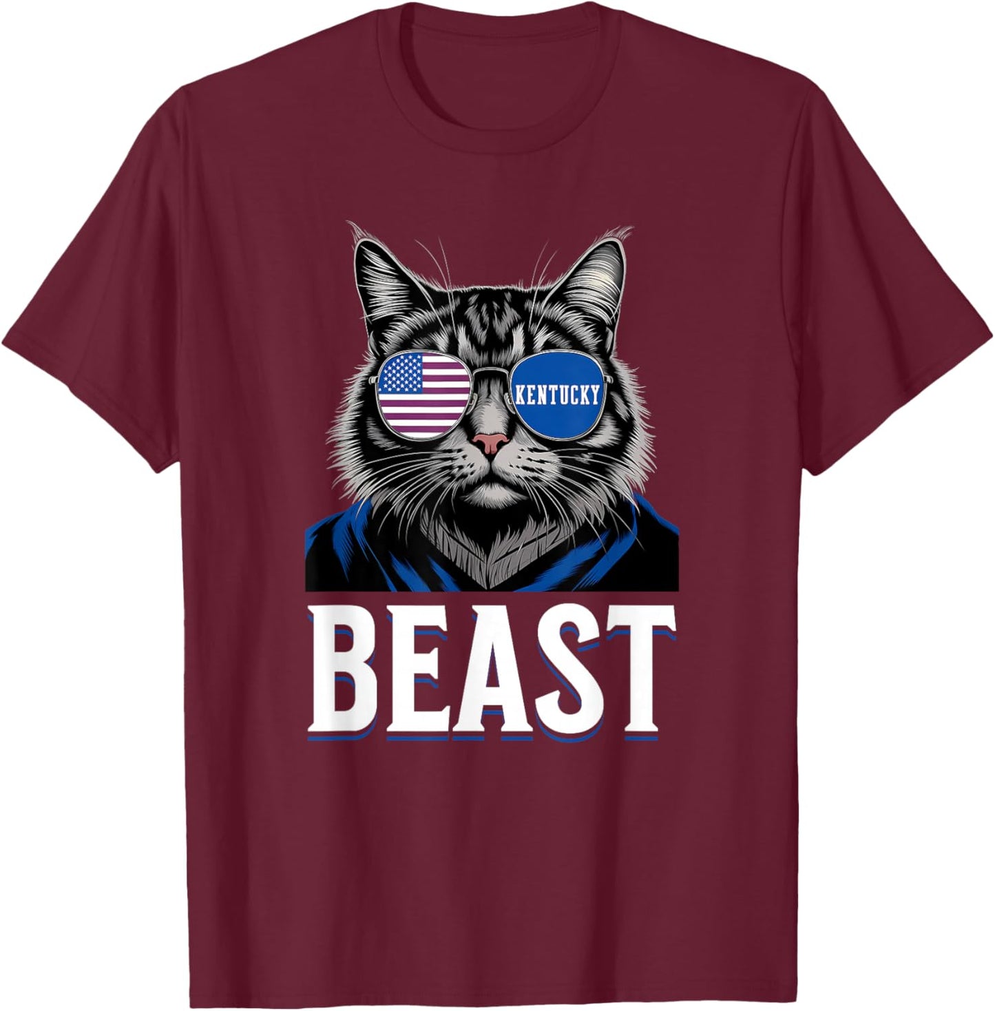 Funny Cat Lovers Graphic Last Name Kentucky Retro Vintage T-Shirt - T-Shirt | Maroon