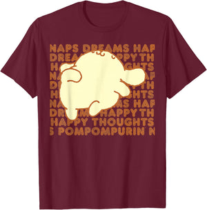 Pompompurin Happy Thoughts Nap Time Small T-Shirt - T-Shirt | Maroon