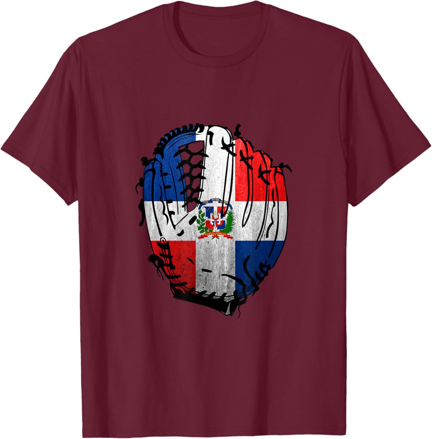 Dominican Republic Baseball Shortstop Outfielder DR Flag T-Shirt - T-Shirt | Maroon
