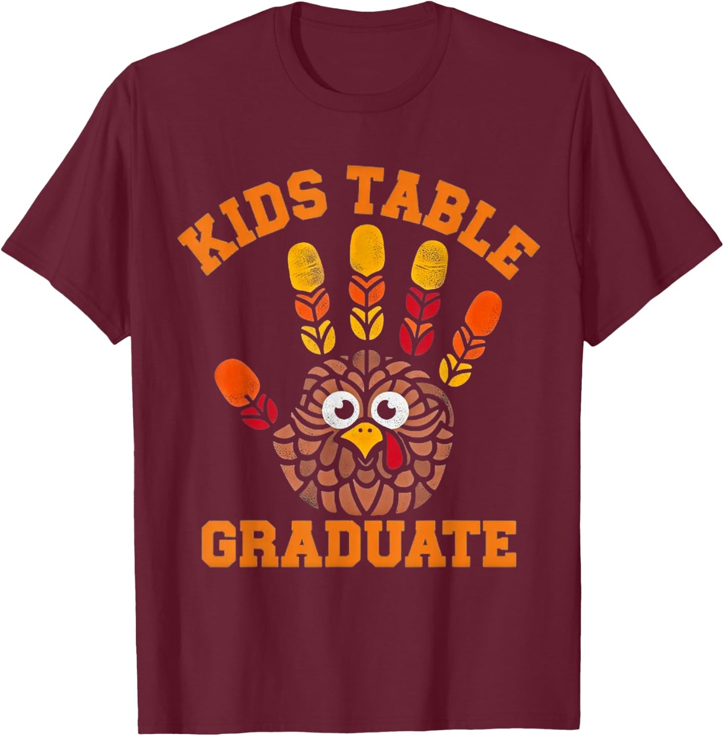 Kids Table Graduate Turkey Handprint T-Shirt - T-Shirt | Maroon