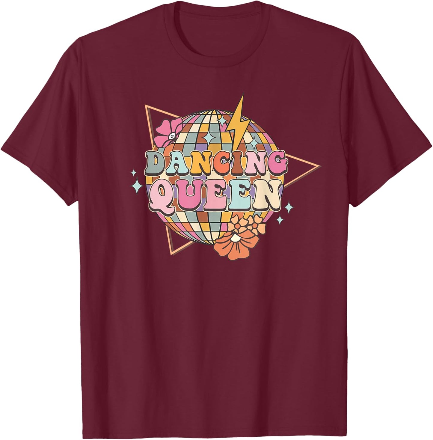 Disco Queen Dance Mom Dancing Queen Vintage Dancing 70s T-Shirt - T-Shirt | Maroon