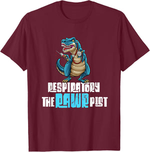 Respiratory Therapist Funny Dinosaur TheRAWRpist Therapy T-Shirt - T-Shirt | Maroon