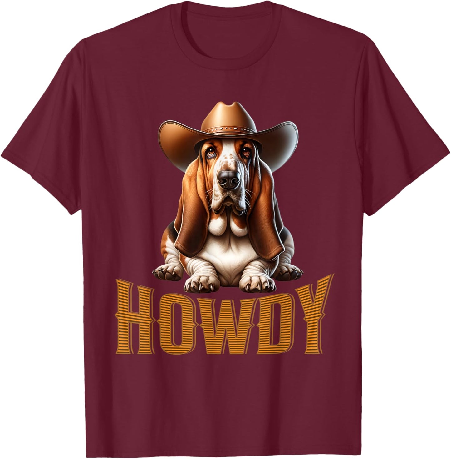 Basset Hound Dog Lover Cowboy Cowgirl Howdy Dog Lover T-Shirt - T-Shirt | Maroon
