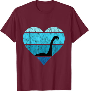 Nessie Heart Retro Vintage Ocean Lake Monster Loch Ness T-Shirt - T-Shirt | Maroon