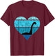 Nessie Heart Retro Vintage Ocean Lake Monster Loch Ness T-Shirt - T-Shirt | Maroon