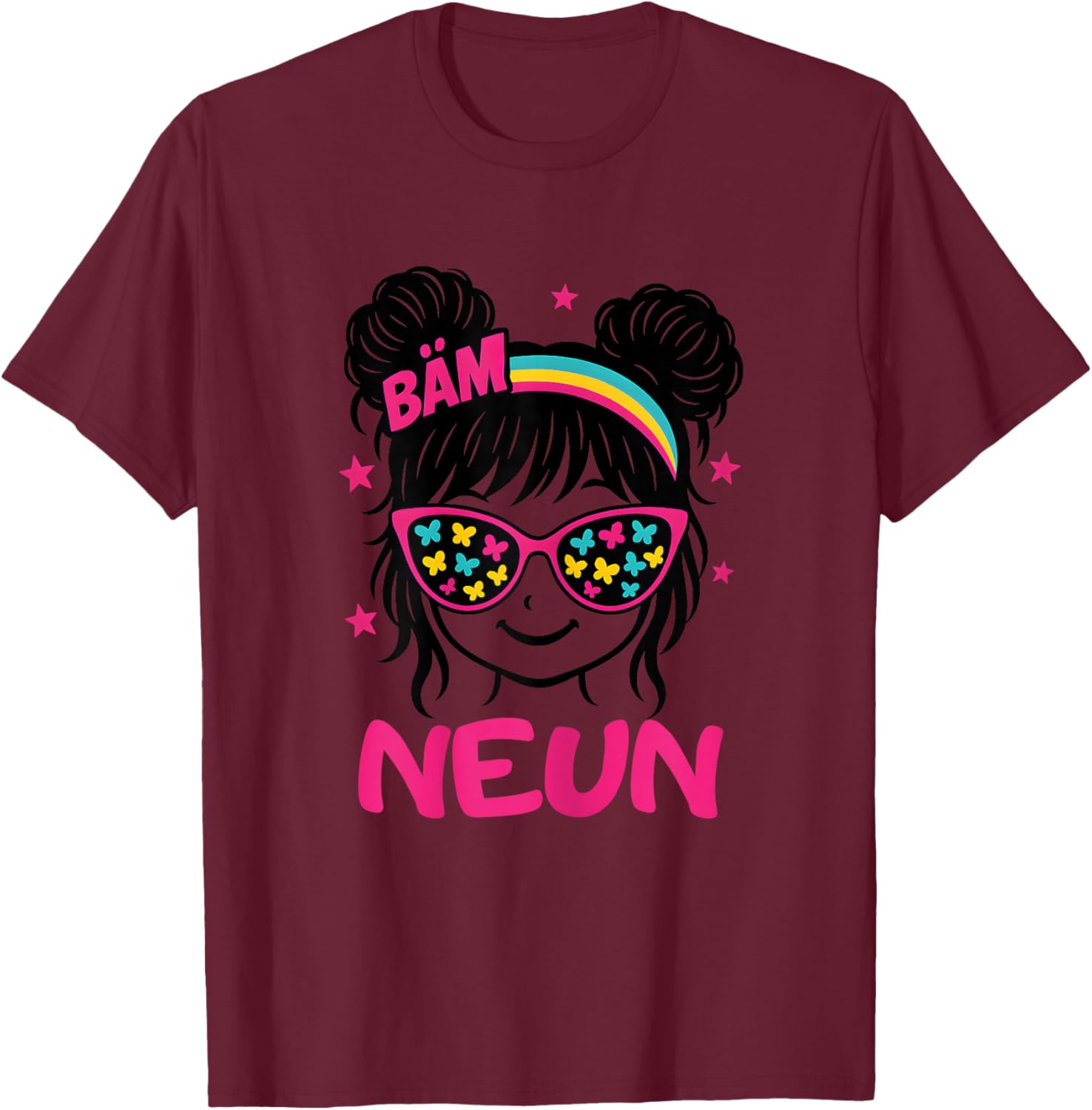 Geburtstagsshirt 9 Jahre Mädchen Geschenk – Bäm Neun T-Shirt - T-Shirt | Maroon