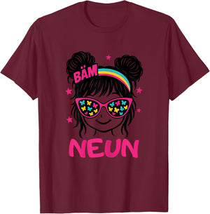 Geburtstagsshirt 9 Jahre Mädchen Geschenk – Bäm Neun T-Shirt - T-Shirt | Maroon