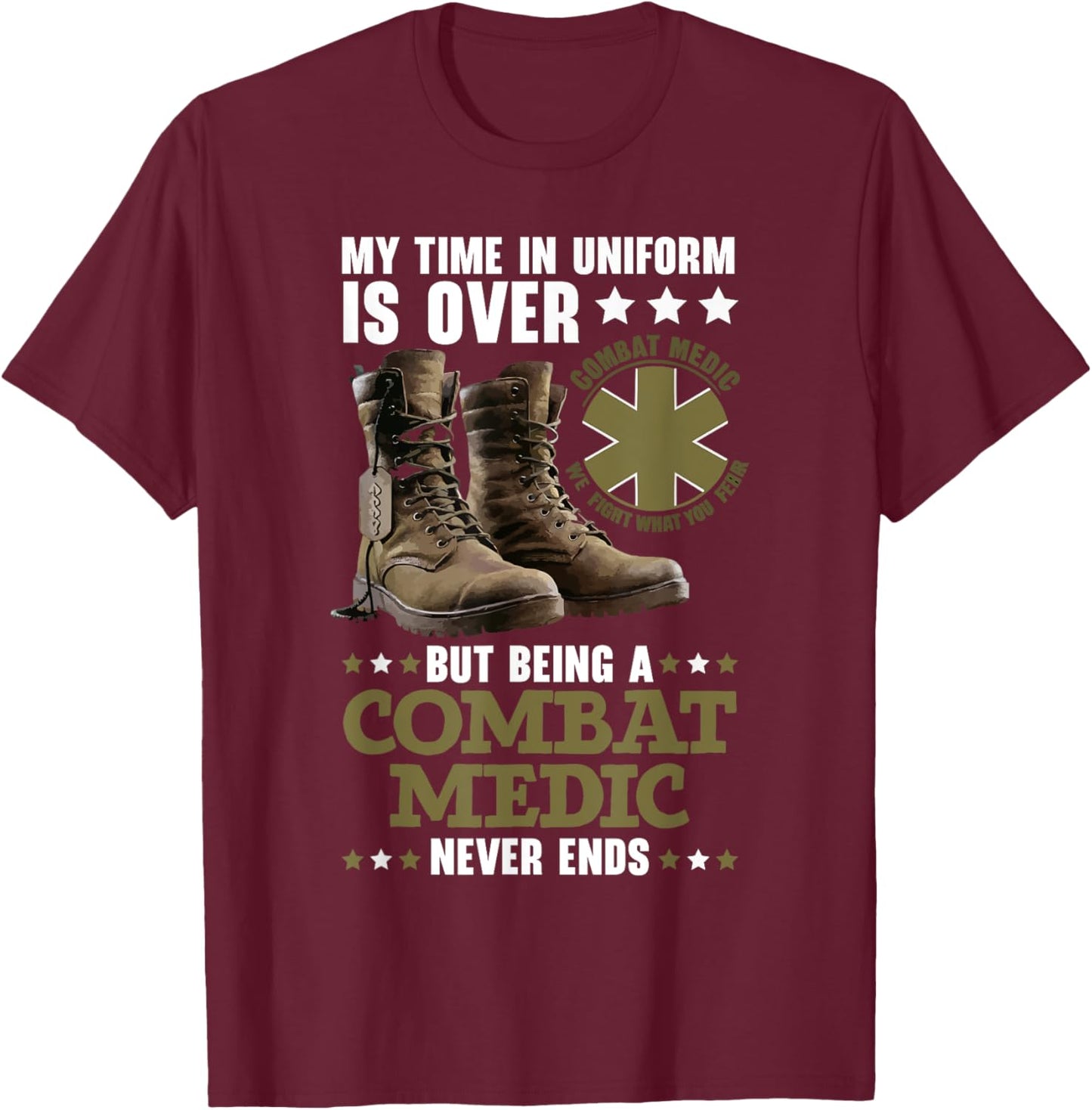 Combat Medic First Aid Field Medic Military T-Shirt - T-Shirt | Maroon