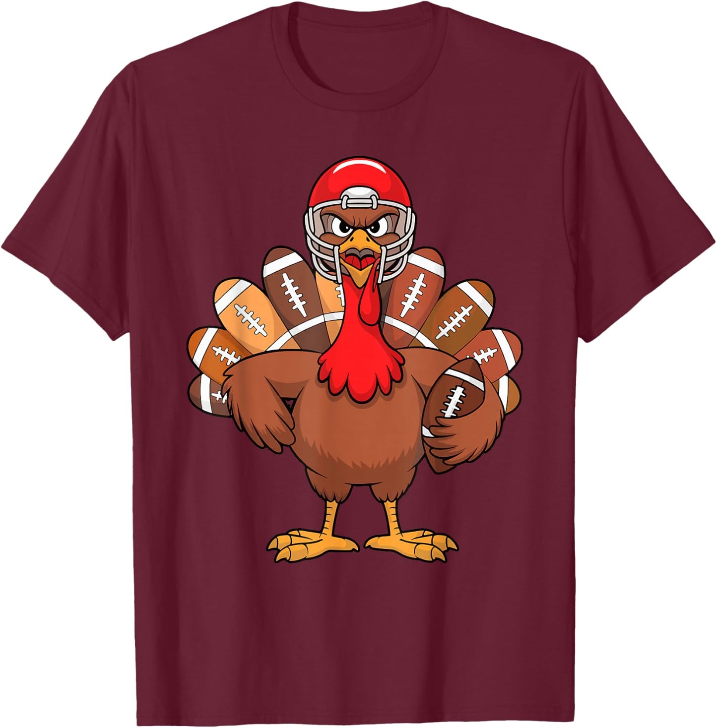 Thanksgiving Football Cool Football Turkey Kids Boys T-Shirt - T-Shirt | Maroon