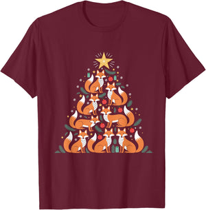 Fox Christmas Tree Fox Lover Christmas T-Shirt - T-Shirt | Maroon