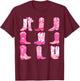 Western Country Rodeo Pink Cowboy Cowgirl Boots T-Shirt - T-Shirt | Maroon