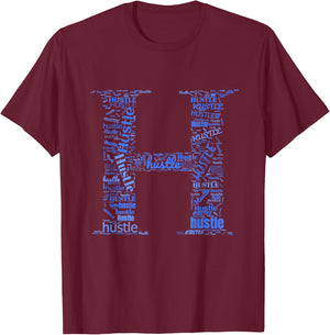 Blue H is For Hustle Royal Blue Graphic T-Shirt - T-Shirt | Maroon