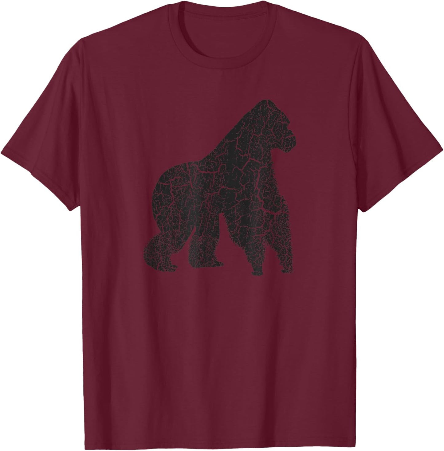 Gorilla Distressed Print - Vintage Gorilla T-Shirt - T-Shirt | Maroon