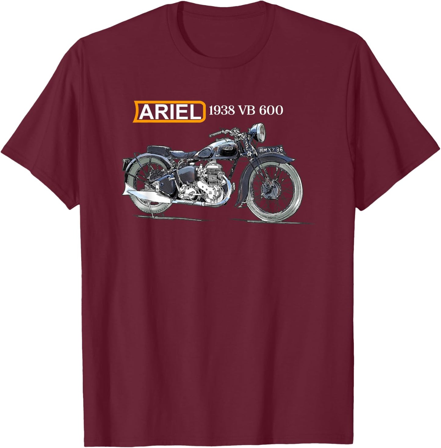 Ariel VB 600 Classic Motorcycle T-Shirt - T-Shirt | Maroon
