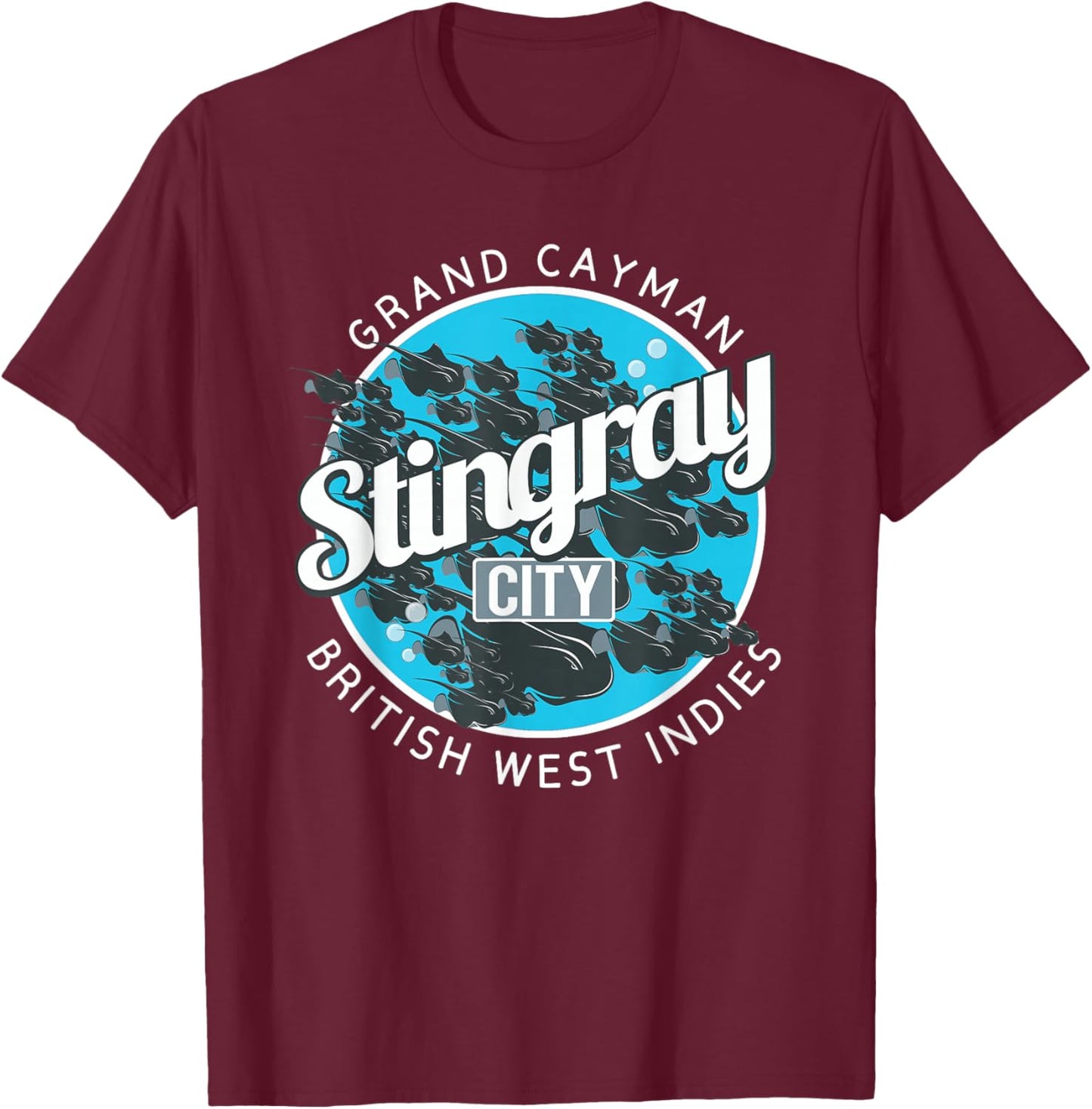 Stingray City Grand Cayman Islands T-Shirt - T-Shirt | Maroon