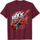 Electric Guitar Let's Rock and Roll Guitarist Band T-Shirt - T-Shirt | Maroon