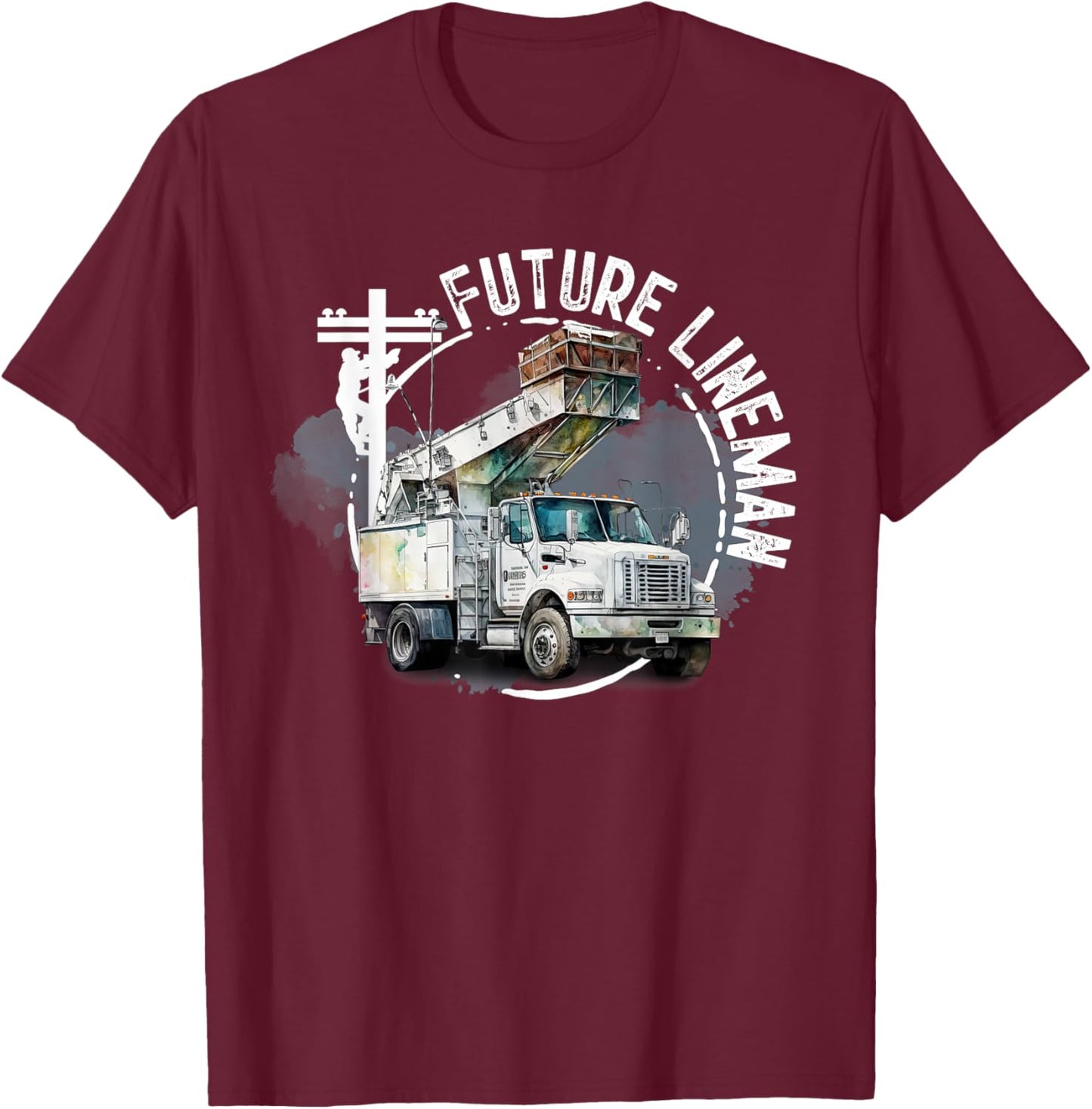 Future Lineman Bucket Truck Kid Future Electric Cable To Be T-Shirt - T-Shirt | Maroon