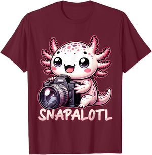 Photographer Axolotl Photoshooting Camera T-Shirt - T-Shirt | Maroon