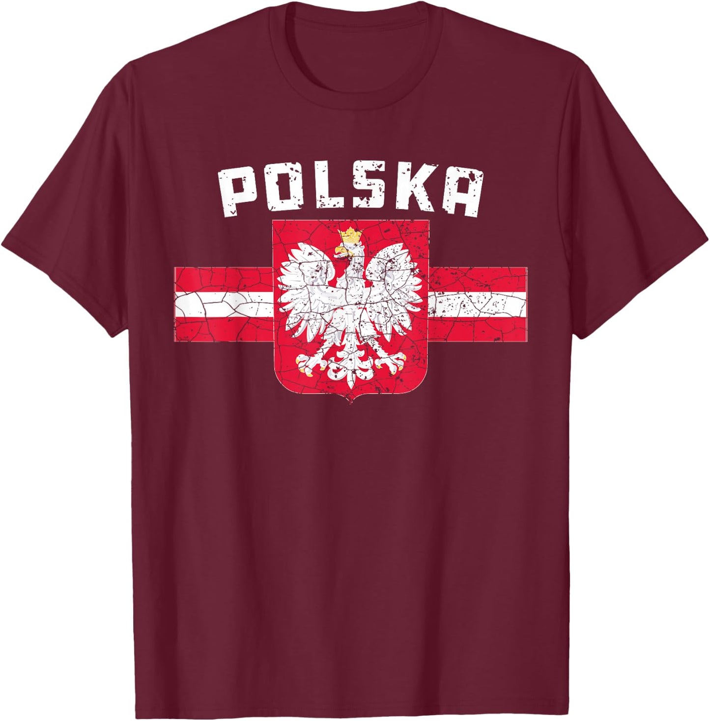 Polska Poland Flag Polish White Eagle Slavic T-Shirt - T-Shirt | Maroon