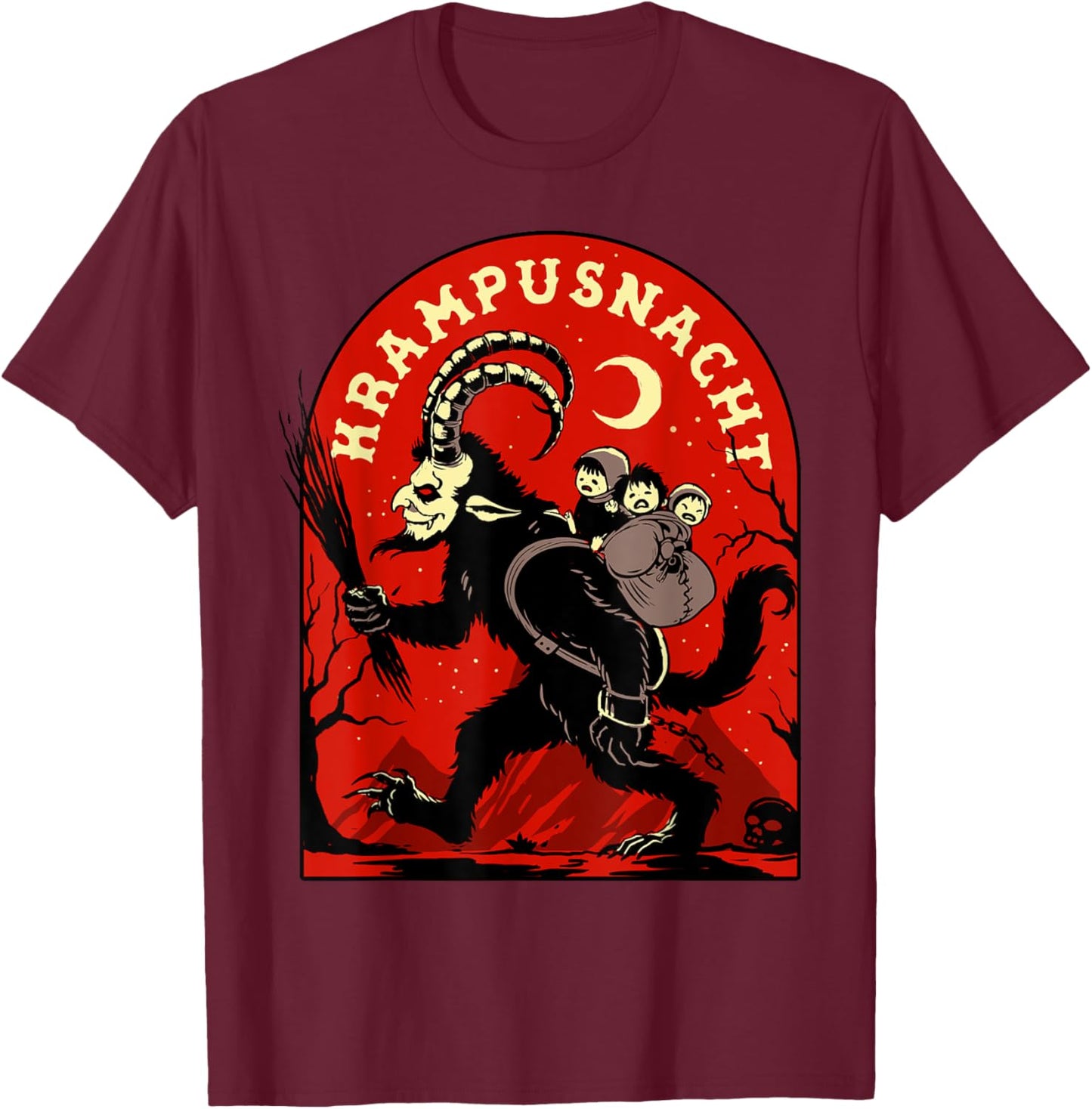 Krampusnacht Shirt Merry Krampus Satanic Christmas Horror T-Shirt - T-Shirt | Maroon