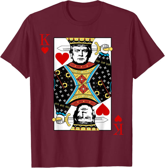 Trump King K of Hearts Playing Card Patriotic Trump 2024 Women Kids Men T-Shirt - T-Shirt | Maroon
