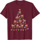 Christmas Tree Lights Men Women Santa Bison Xmas PJs T-Shirt - T-Shirt | Maroon