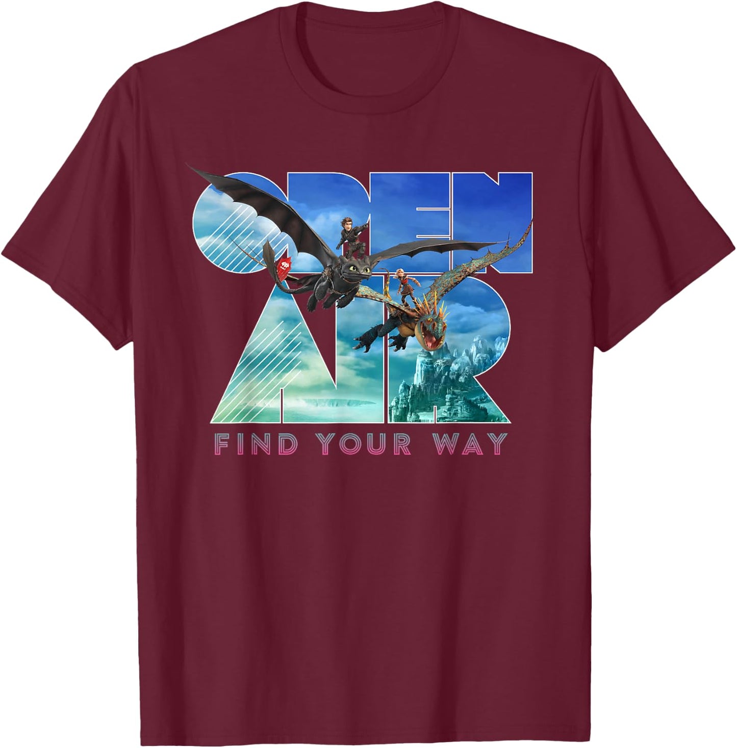 How to Train Your Dragon 3 Hidden World Open Air T-Shirt - T-Shirt | Maroon