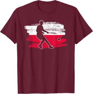Tennis Player Poland Polish Polska T-Shirt - T-Shirt | Maroon