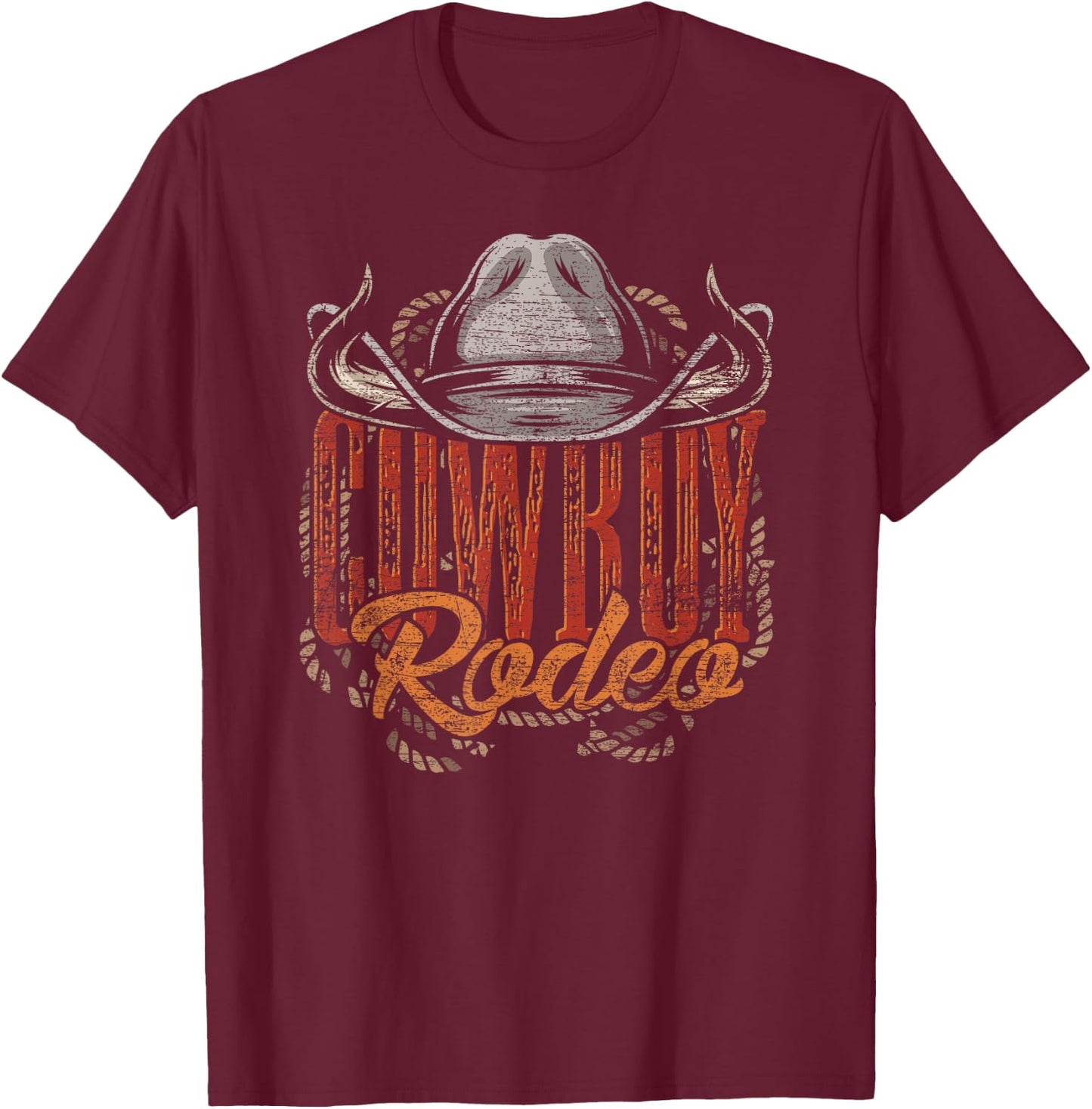 Cowboy Rodeo Western Texan Gift Country Bull Riding Cowboy T-Shirt - T-Shirt | Maroon