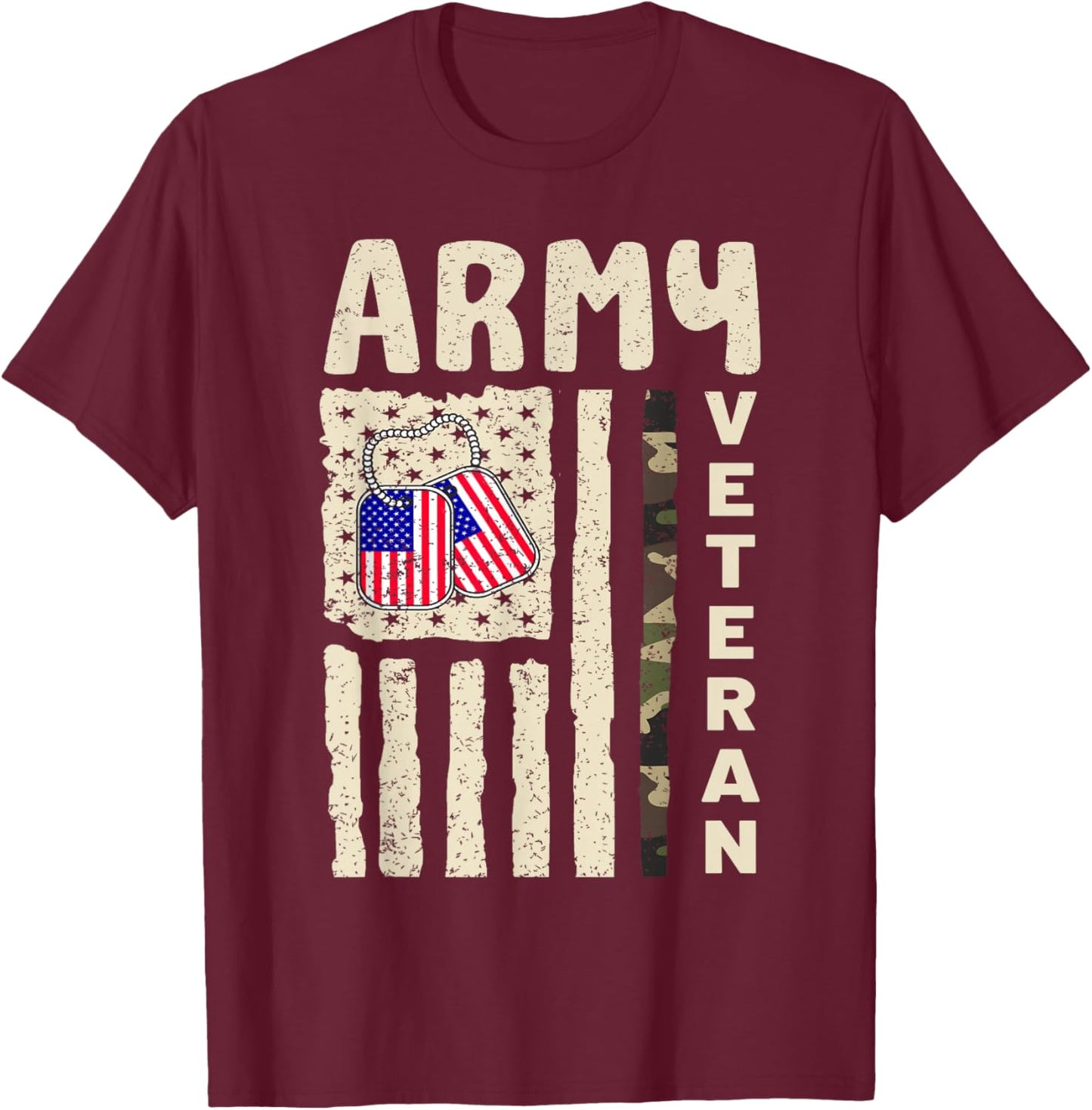 American Flag Camo Proud Us Army Veteran Of Veteran's Day T-Shirt - T-Shirt | Maroon