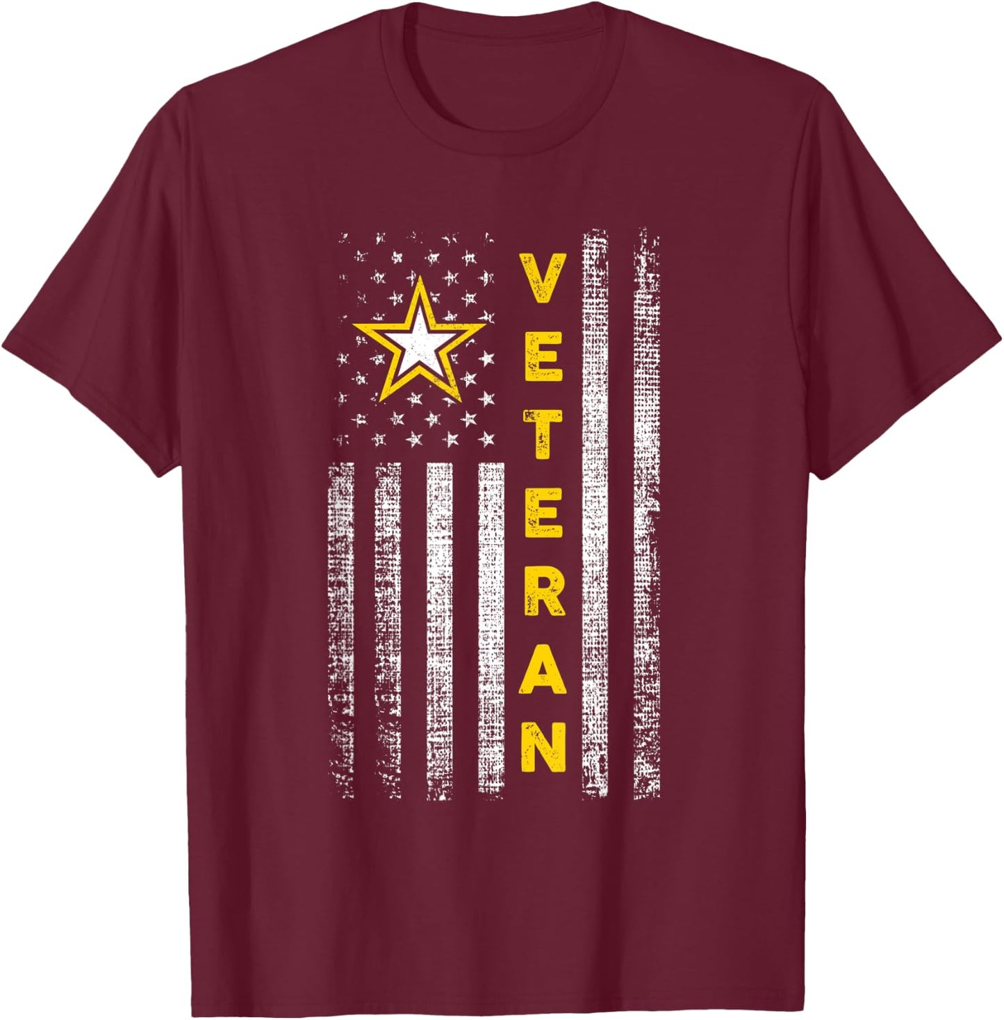 Army Veteran RTees Black -Adults Classic Fit Modern Short Sleeve Small T-Shirt - T-Shirt | Maroon