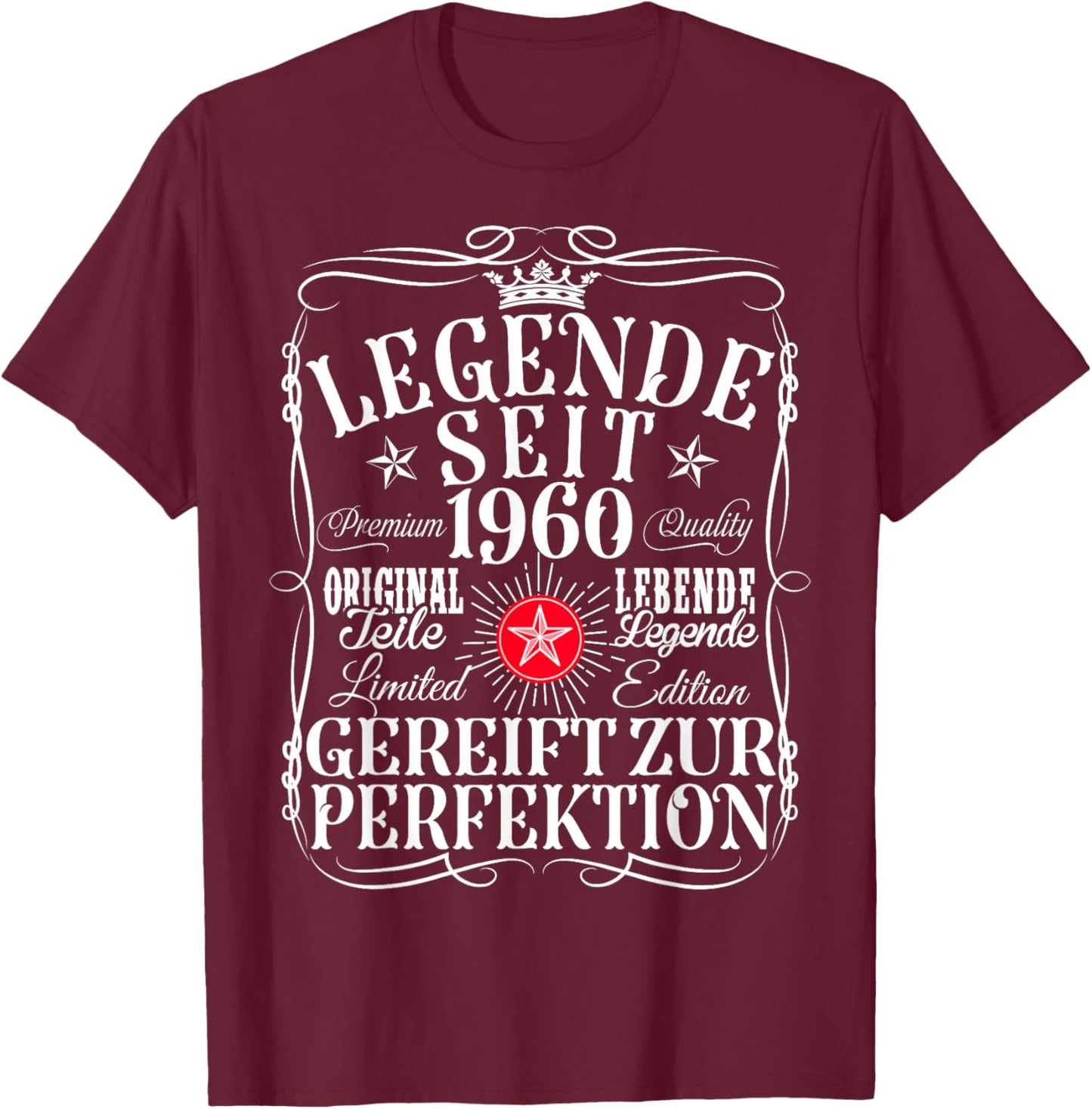 66. Geburtstag Mann Frau 66 Jahre 1960 Deko Lustig Geschenk T-Shirt - T-Shirt | Maroon