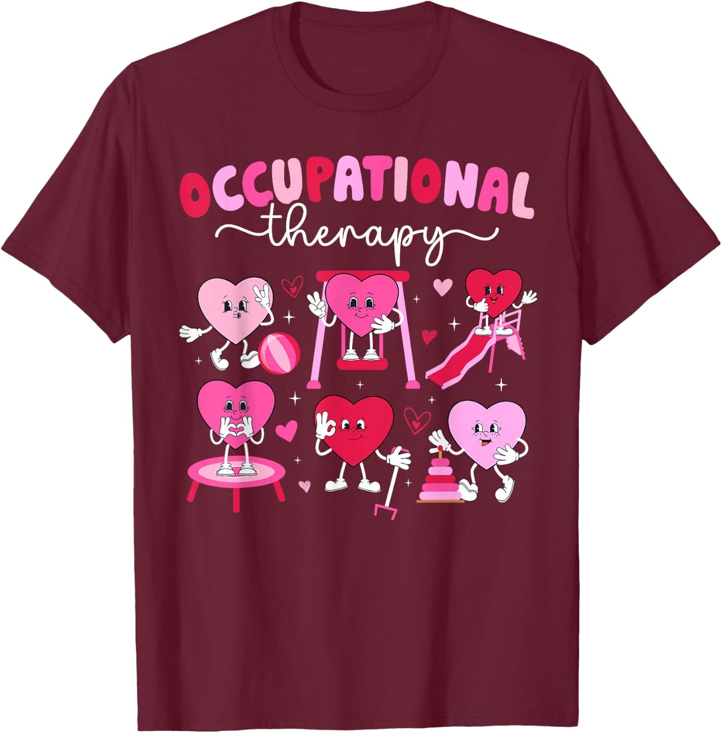 Valentines Day Women's Valentine Themed Black Modern Classic Round Neck Short Sleeve , Small T-Shirt - T-Shirt | Maroon