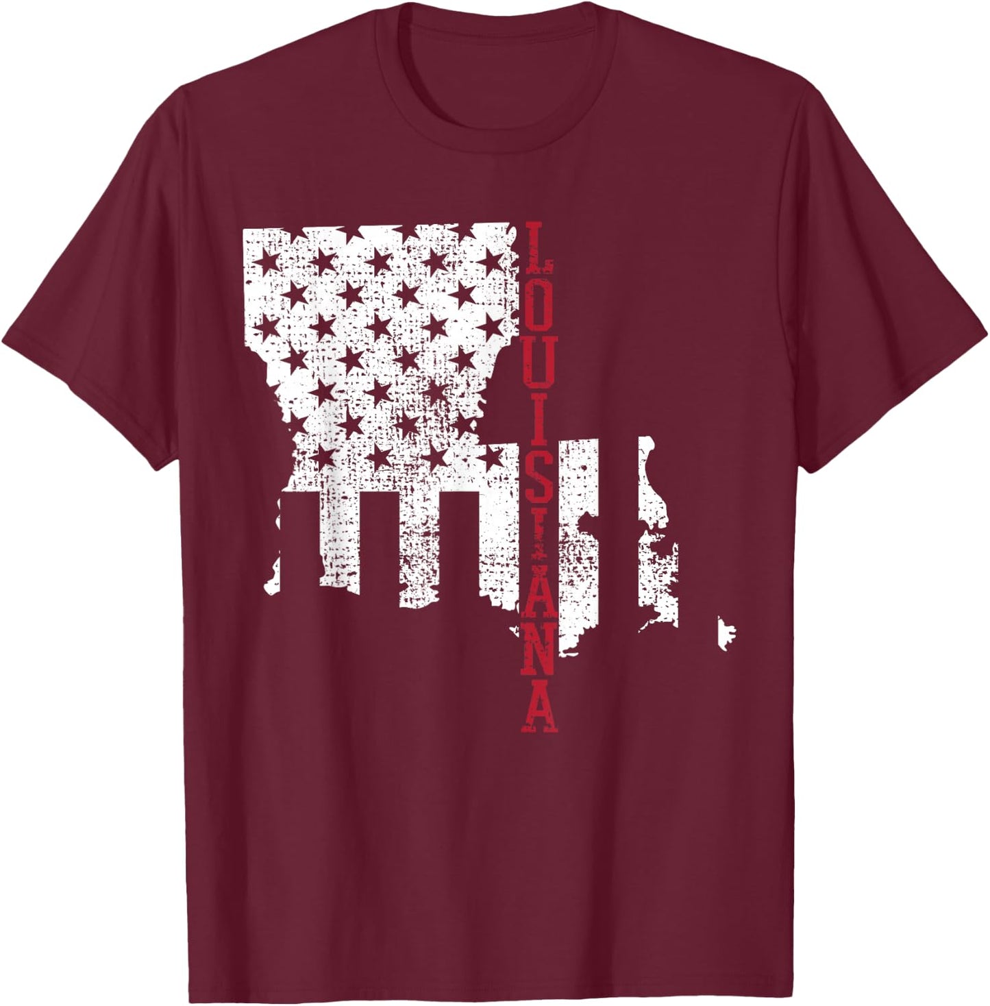 Louisiana Vintage Retro USA Flag America Merica 4th Of July Women Kids Men T-Shirt - T-Shirt | Maroon