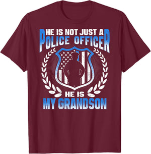 My Grandson Is A Police Officer Proud Police Grandma Grandpa T-Shirt - T-Shirt | Maroon