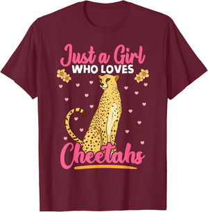 Just A Girl Who Loves Cheetahs African Savanna Zookeeper T-Shirt - T-Shirt | Maroon