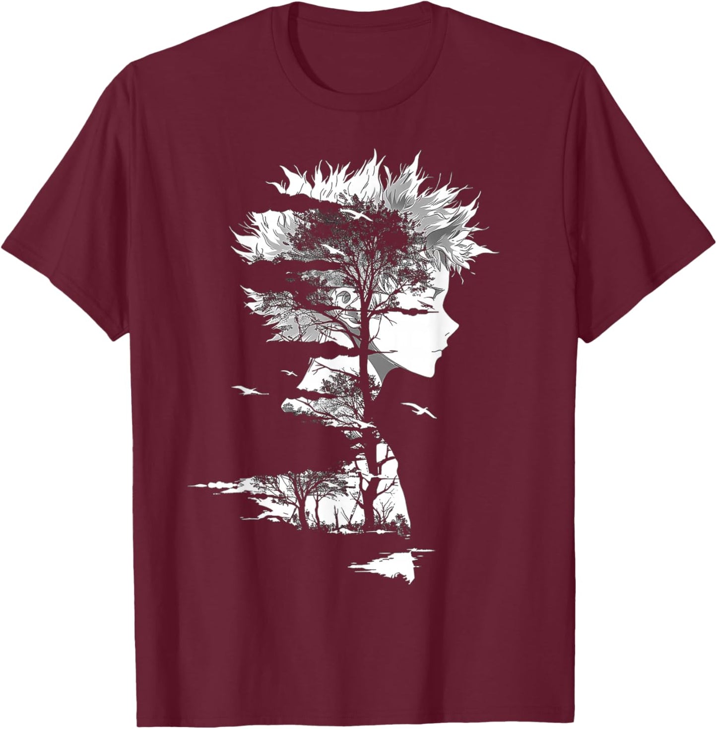 Anime Manga Motif Illustration Anime T-Shirt - T-Shirt | Maroon