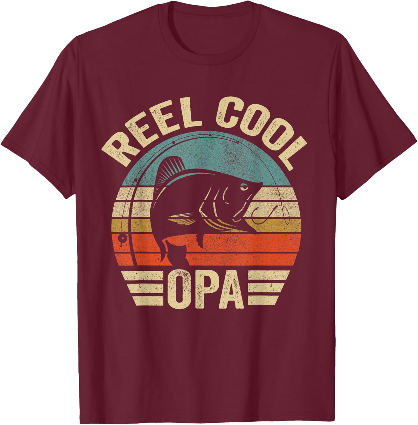 Reel Cool Opa Shirt Opa Fishing Shirt Fathers Day T-Shirt - T-Shirt | Maroon