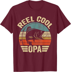 Reel Cool Opa Shirt Opa Fishing Shirt Fathers Day T-Shirt - T-Shirt | Maroon