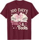 Coquette 100 Days Of Bows Books Reading 100th Day Of School T-Shirt - T-Shirt | Maroon