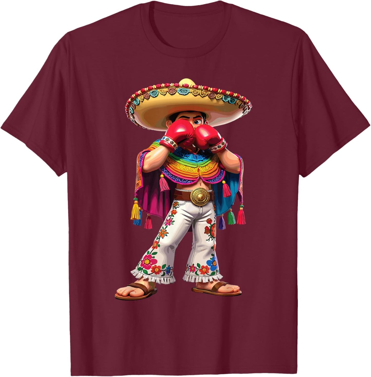 Mexican Boxing T Cultural Fighter T-Shirt - T-Shirt | Maroon